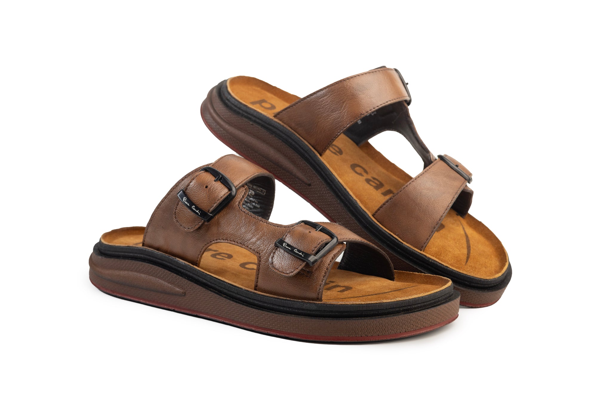 Azur: Tan Adjustable Dual-Strap Sandals