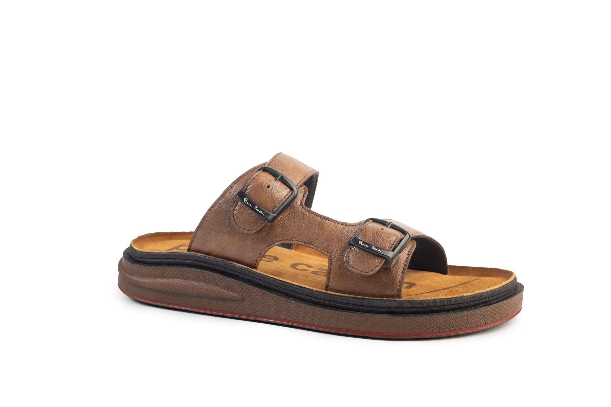 Azur: Tan Adjustable Dual-Strap Sandals