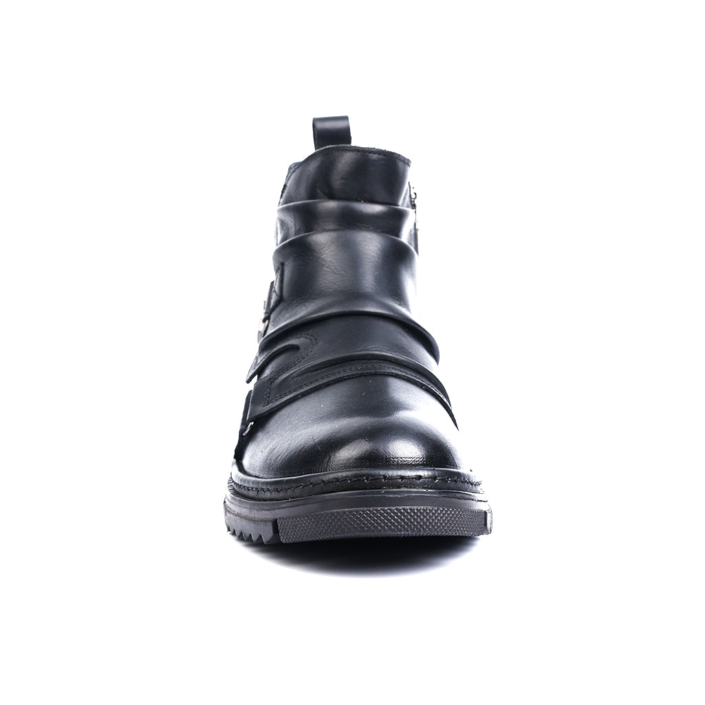 Atlas: Black Biker-styled Boots