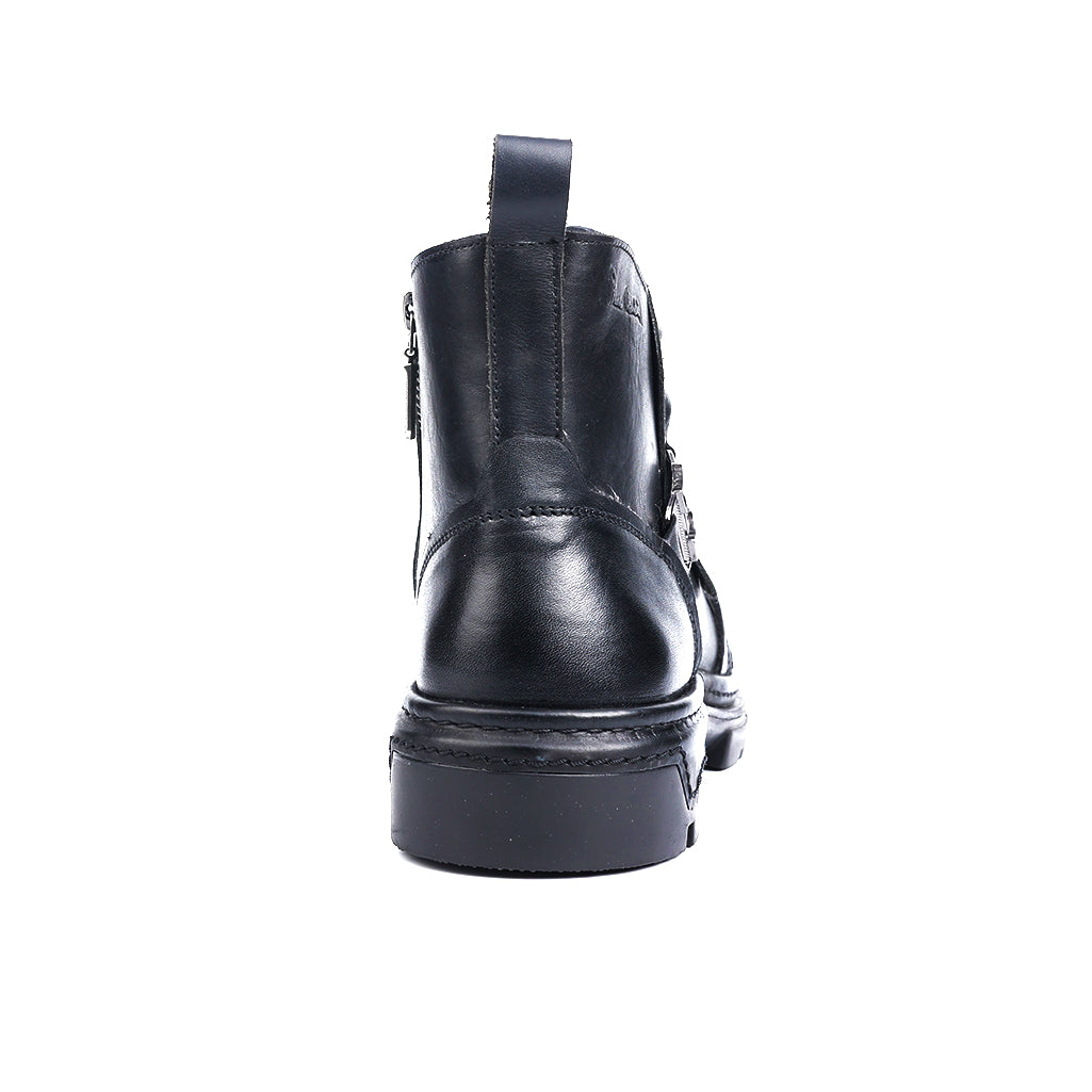 Atlas: Black Biker-styled Boots