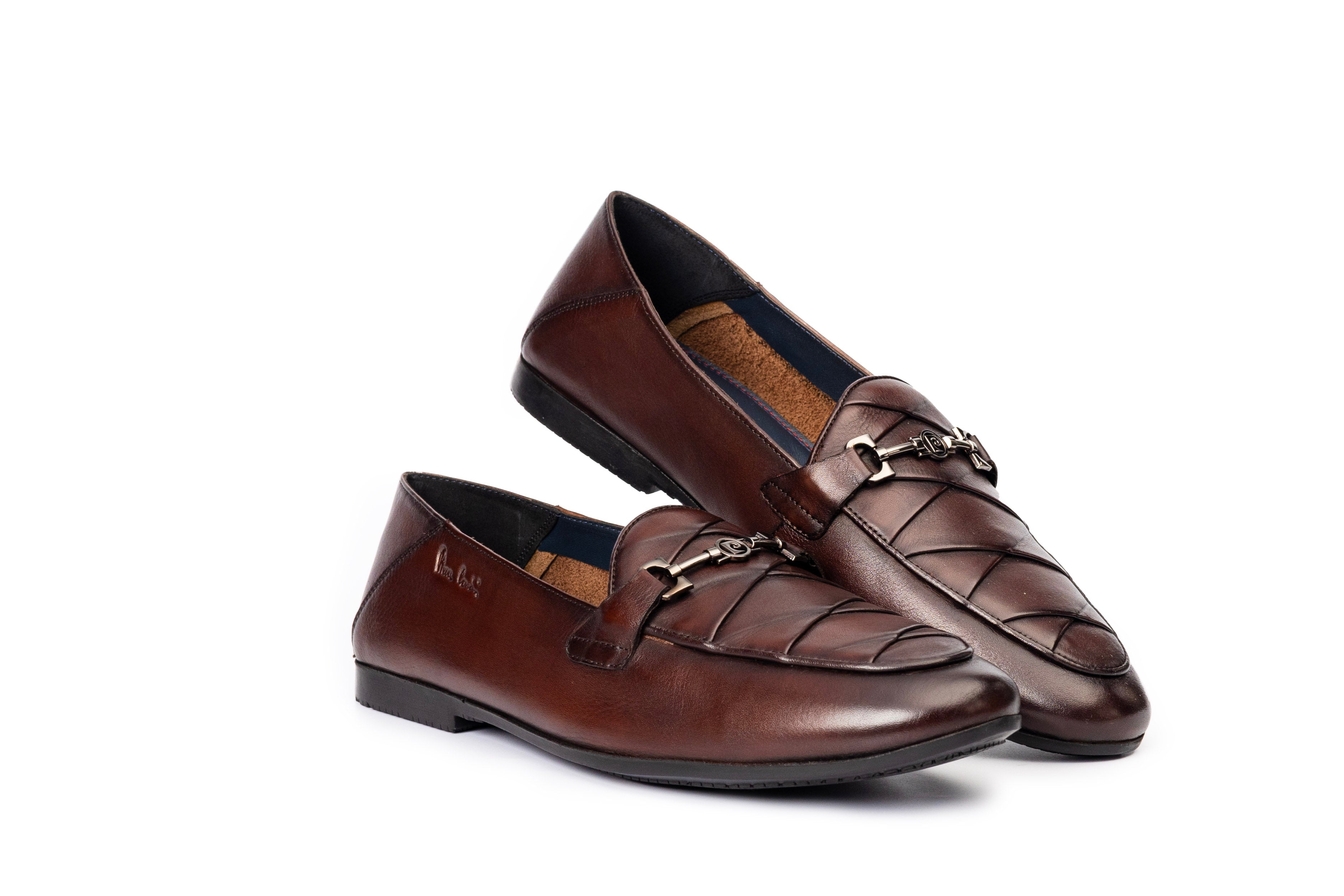 靴 90s 00s PIERRE CARDIN Leather Loafer Traveller Patterned Cafe Loafer | Pierre Cardin