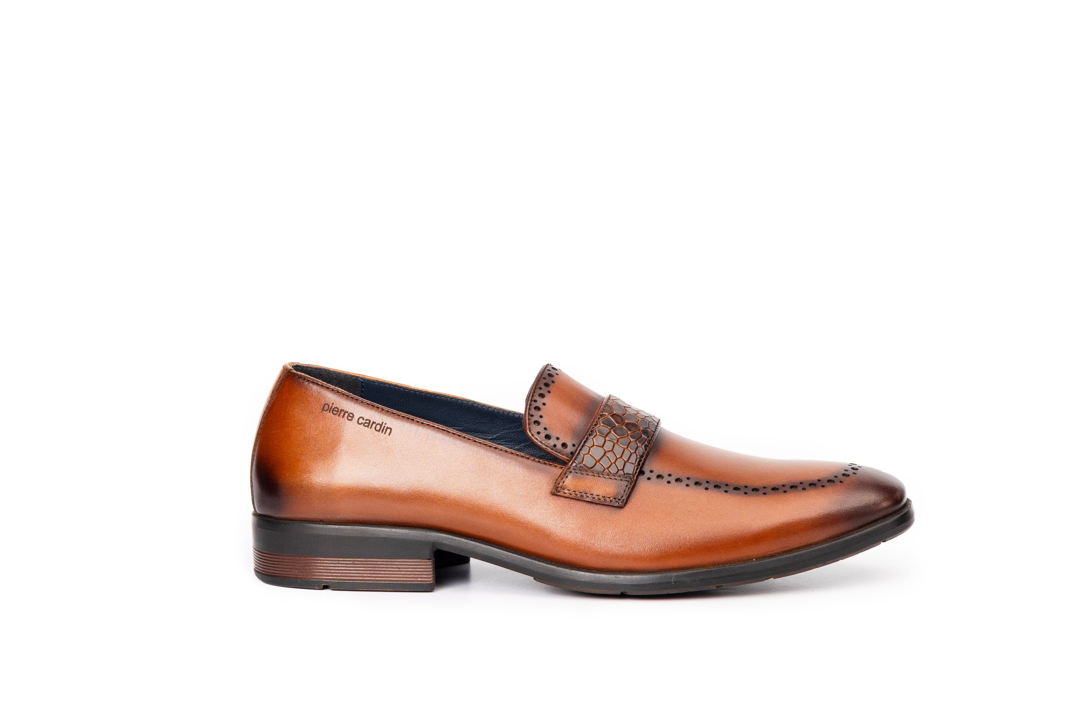 Onyx Textured Cognac Loafers | Pierre Cardin