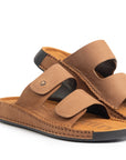 Riviera: Camel Nubuck Strapless Sandal
