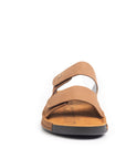 Riviera: Camel Nubuck Strapless Sandal