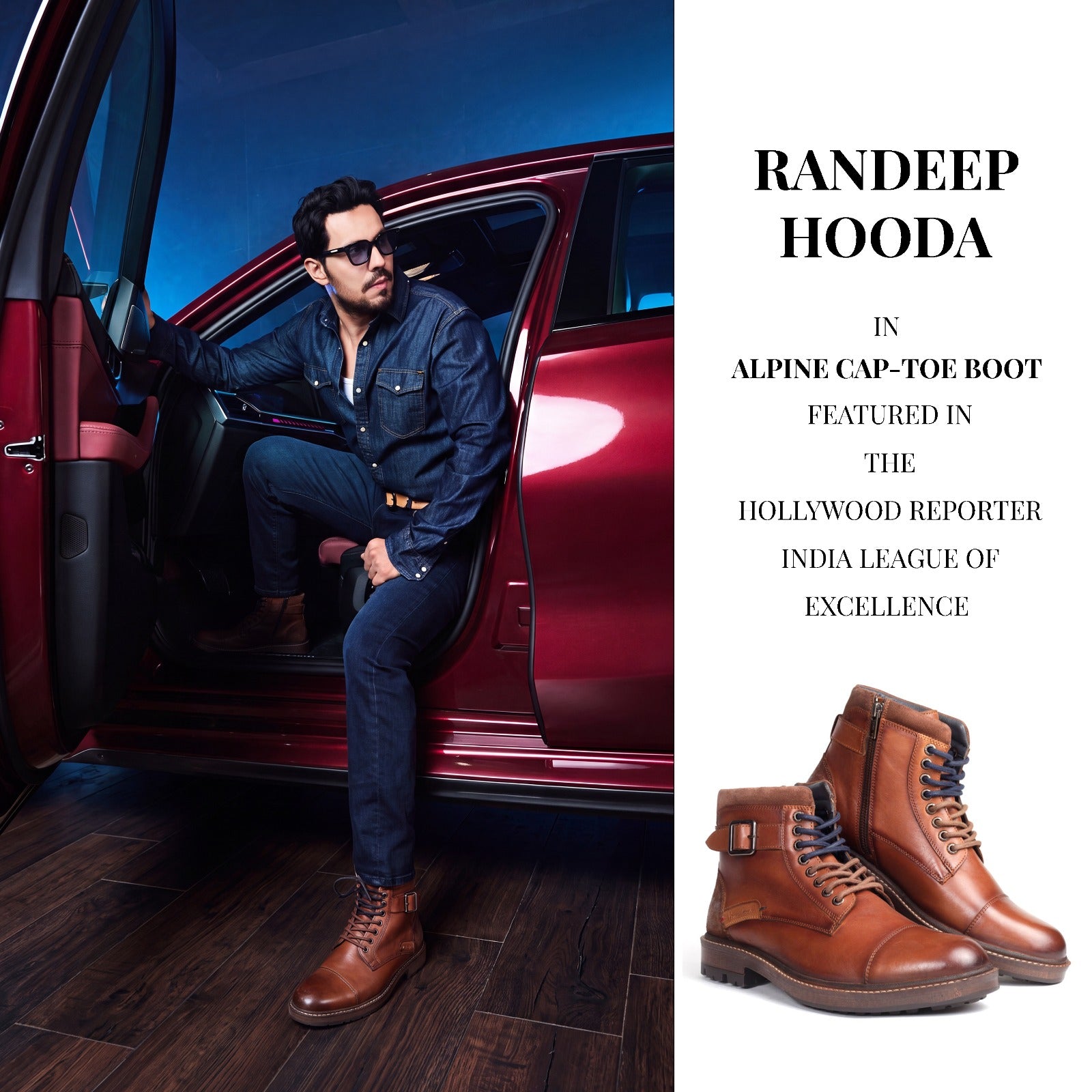 Alpine:Cognac Cap Toe Boot