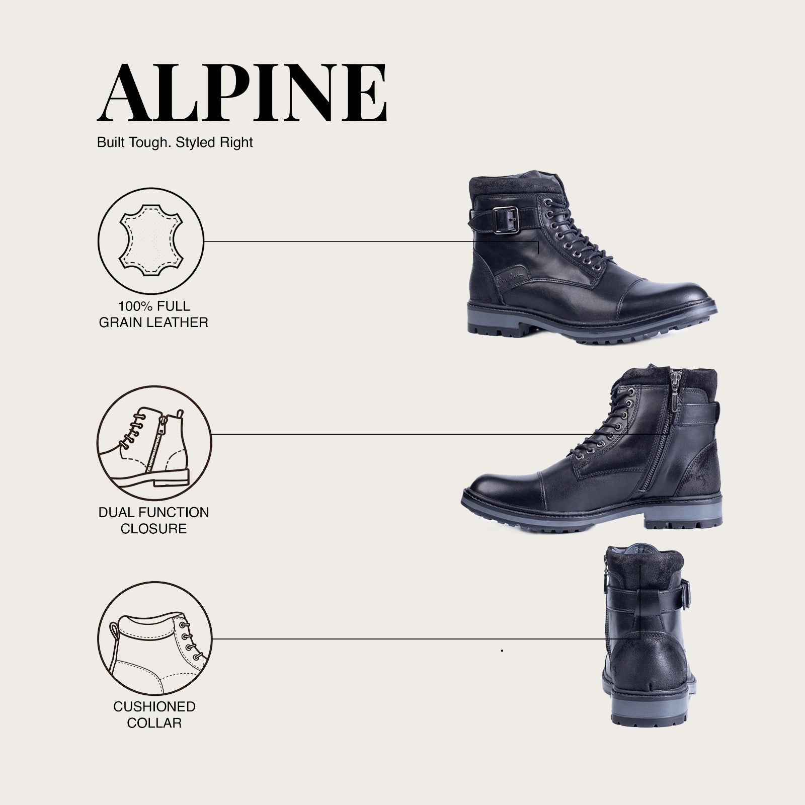 Alpine: Black Cap Toe Boot
