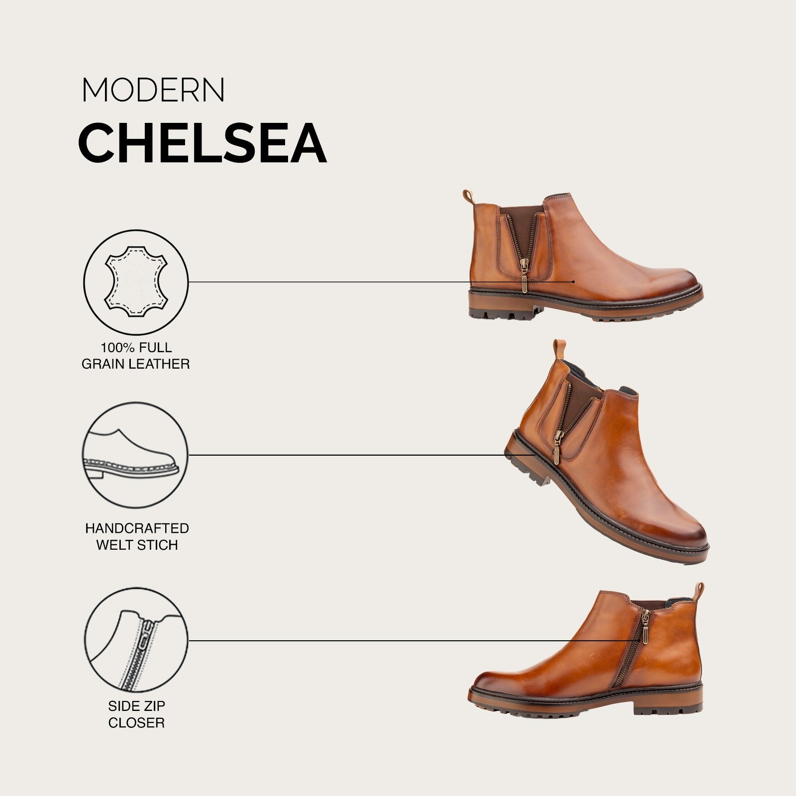 Modern Cognac Chelsea Boot
